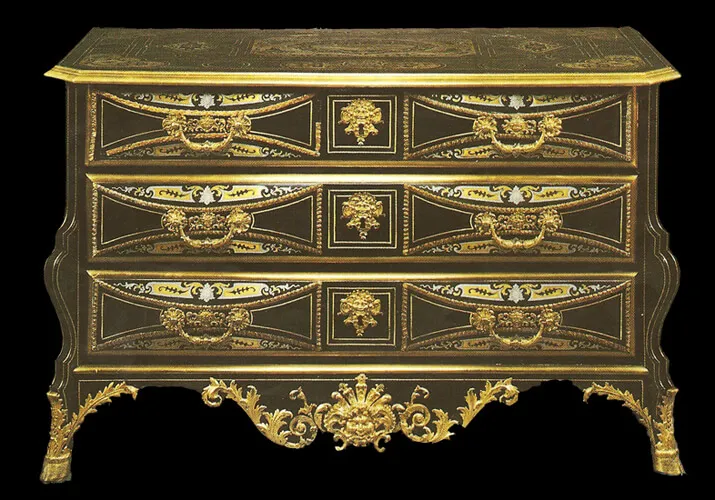Commode mazarine ornées de quatre consoles disposées à 45° Commode mazarine ornées de quatre consoles disposées à 45°