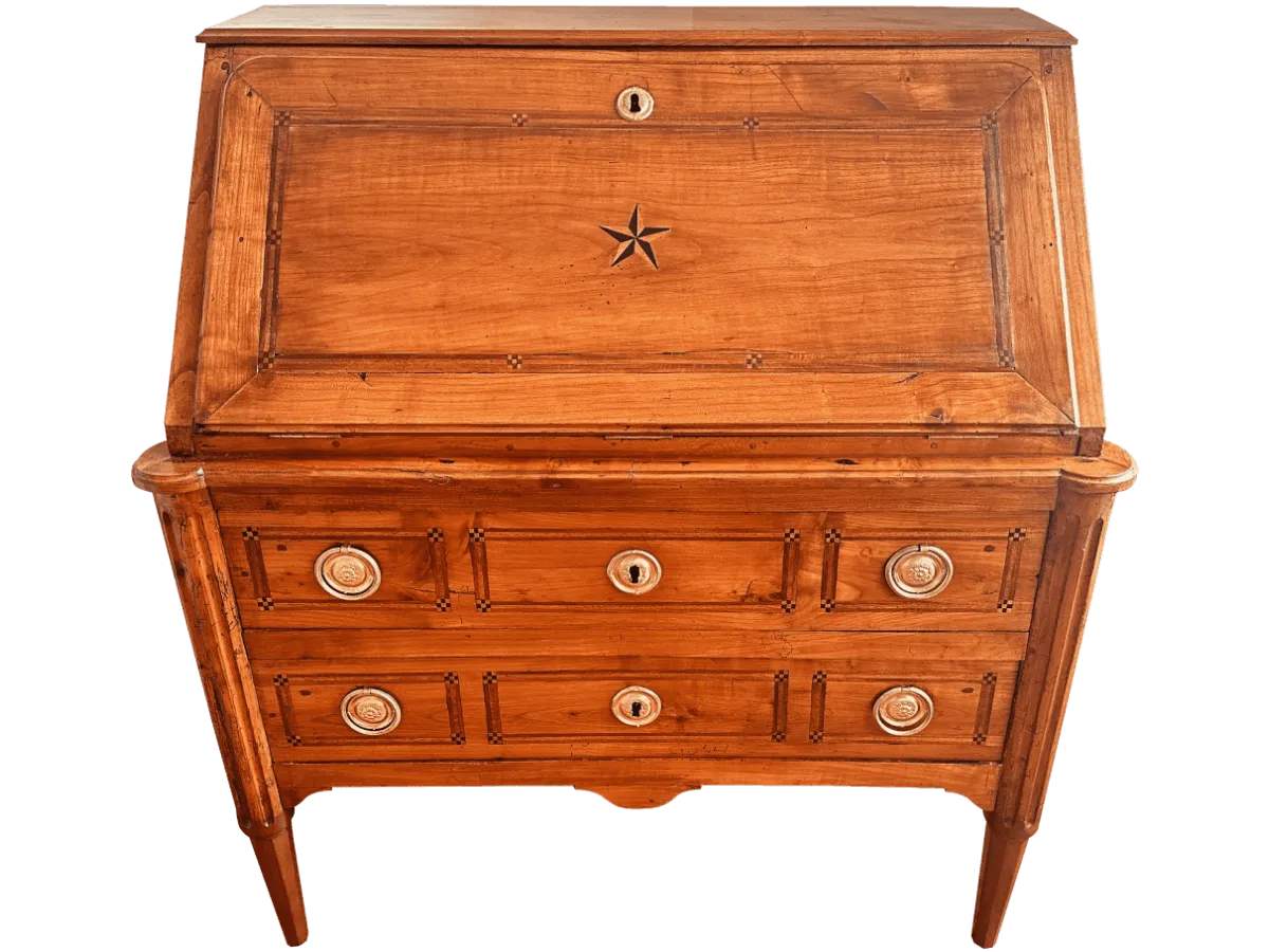 Après restauration. Bureau de pente d'époque Louis XVI Après restauration. Restauration à Paris - Vincennes d'un Bureau de pente d'époque Louis XVI
