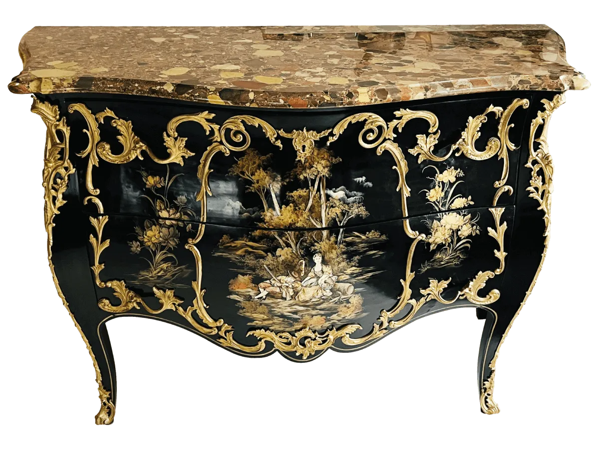 Après restauration. Commode de style Louis XV Après restauration. Restauration à Paris - Vincennes d'une commode de style Louis XV