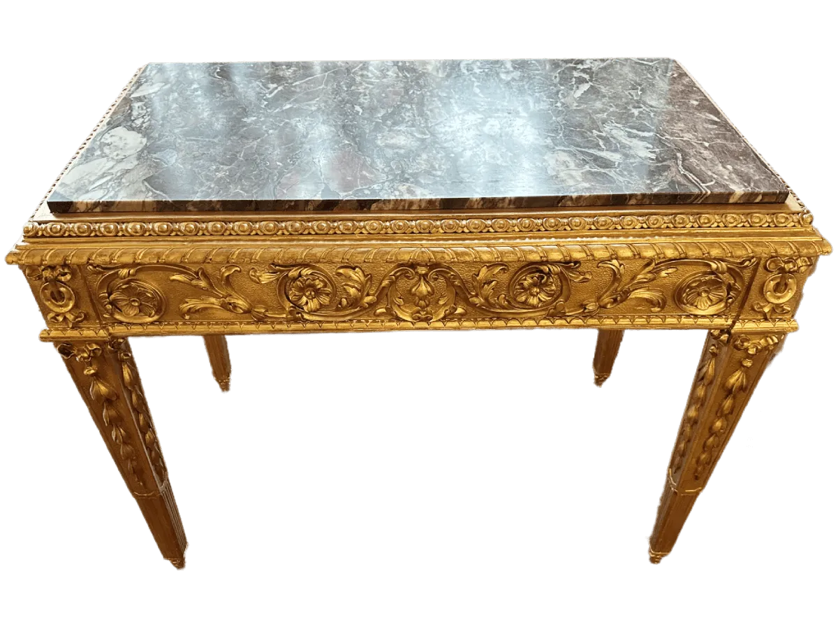 Après restauration. Console d'époque Louis XVI Après restauration. Restauration à Paris - Vincennes d'une console d'époque Louis XVI